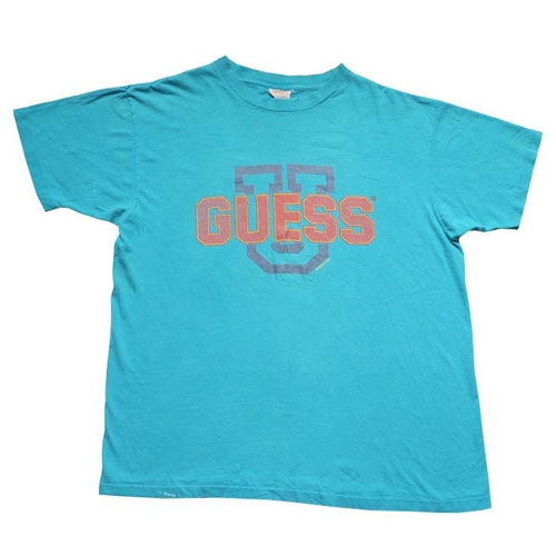 Vintage 1989 Guess Tee Aqua L