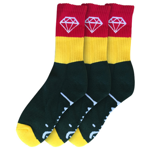 Diamond Socks 3 Pack Red/Yellow/Green