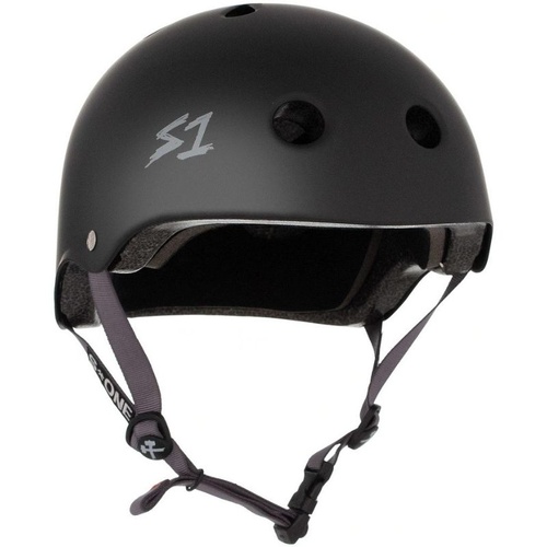 S-One Helmet Lifer Black Matte with Grey Straps
